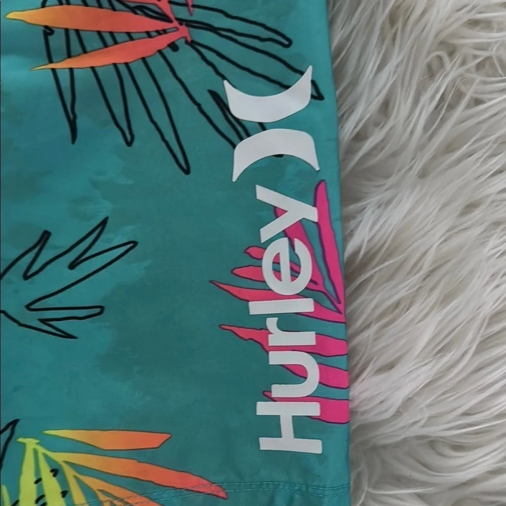 Hurley Teal Leaf Print Boardshorts